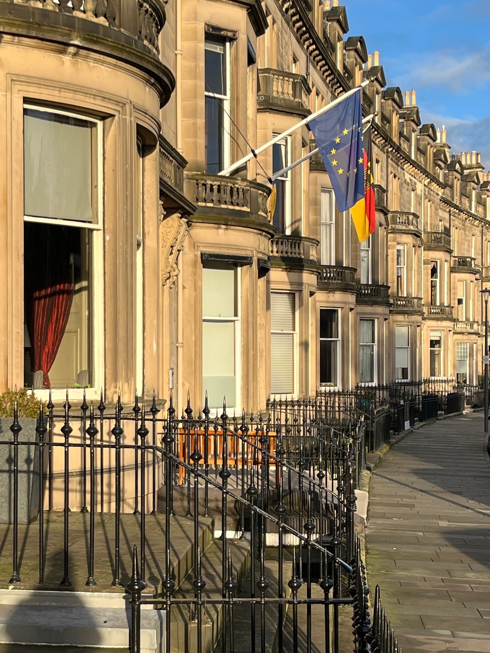 Window detail photo, showing the German Consulate in Edinburgh in context